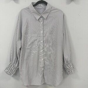 Lemon Love Ella Black & White Striped Top w/ Smocked Cuffs, 2XL - Like New